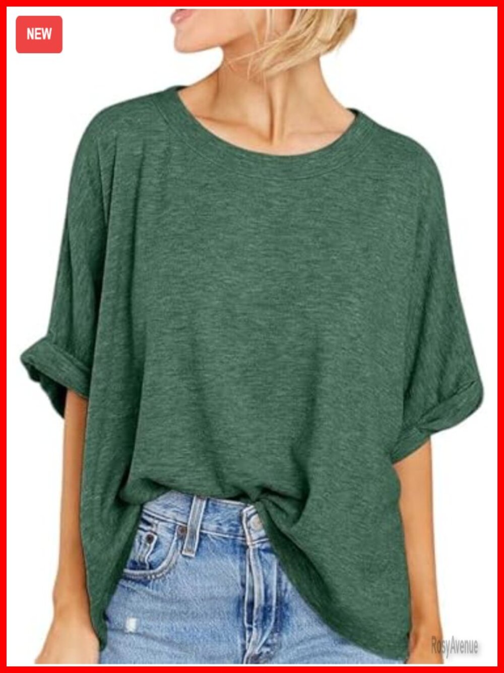Oversized Short Sleeve Crewneck Tunic T-Shirt Loose Fit Casual Tee